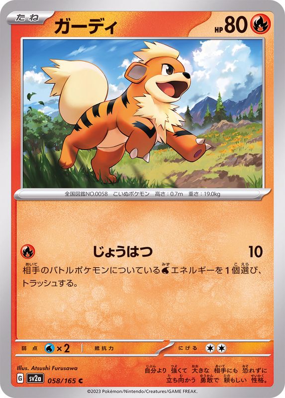 Growlithe 058/165 - Japonés-Kantocards