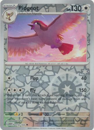 Pidgeot 018/165 - Uncommon - Reverse Holo-Kantocards