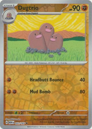 Dugtrio 051/165 - Uncommon - Reverse Holo-Kantocards