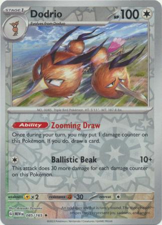 Dodrio 085/165 - Rare - Reverse Holo-Kantocards