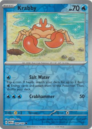 Krabby 098/165 - Common - Reverse Holo-Kantocards