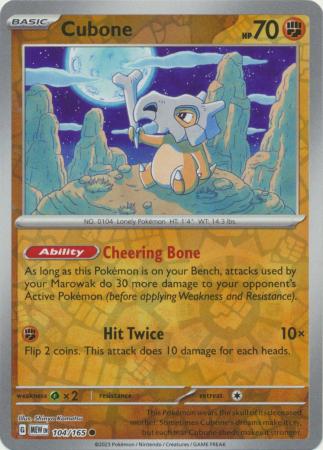 Cubone 104/165 - Common - Reverse Holo-Kantocards