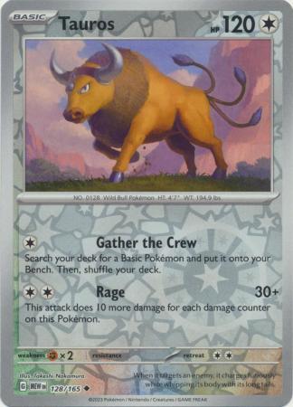 Tauros 128/165 - Uncommon - Reverse Holo-Kantocards