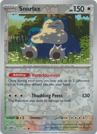 Snorlax 143/165 - Uncommon - Reverse Holo-Kantocards