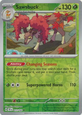 Sawsbuck 017/162 - Uncommon - Reverse Holo-Kantocards