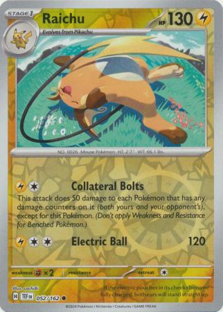 Raichu 052/162 - Common - Reverse Holo-Kantocards