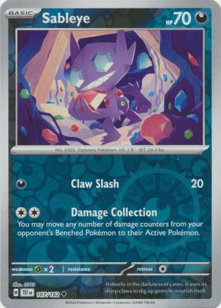 Sableye 107/162 - Uncommon - Reverse Holo-Kantocards