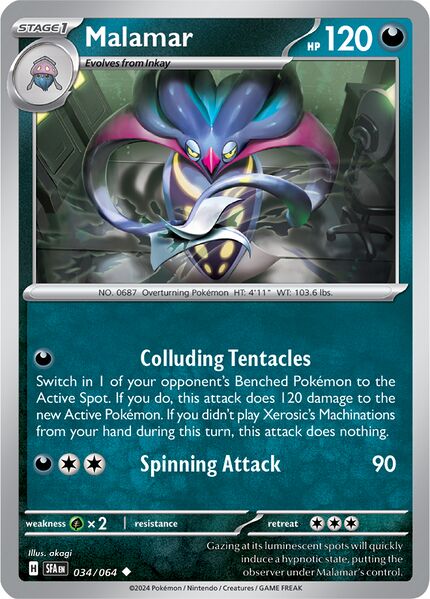 Malamar 034/064 - Uncommon - Reverse Holo-Kantocards