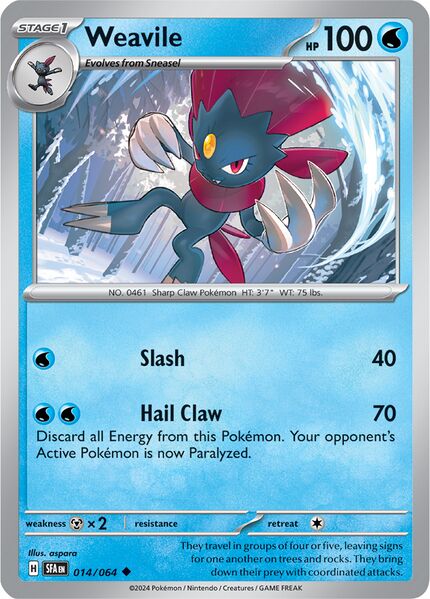 Weavile 014/064 - Uncommon - Reverse Holo-Kantocards