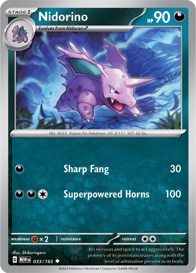 Nidorino 033/165 - Uncommon - Reverse Holo - Español-Kantocards