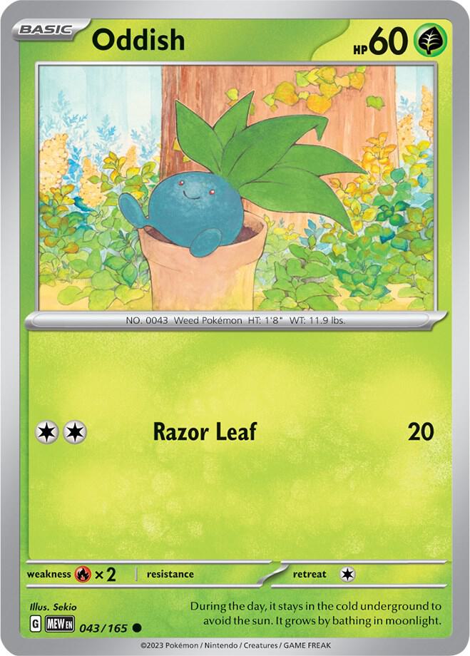 Oddish 043/165 - Common - Reverse Holo - Español-Kantocards