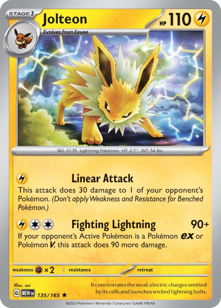 Jolteon 135/165 - Rare - Reverse Holo - Español-Kantocards