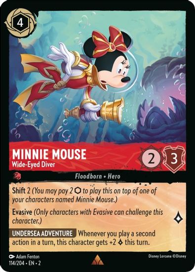 Minnie Mouse - Wide-Eyed Diver 114/204 - Rare - Cold Foil-Kantocards