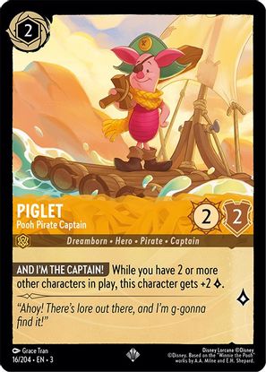 Piglet - Pooh Pirate Captain 16/204 - Super Rare-Kantocards