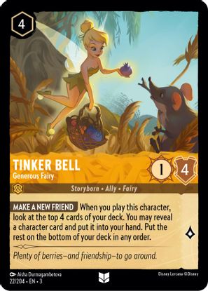 Tinker Bell - Generous Fairy 22/204 - Uncommon - Cold Foil-Kantocards