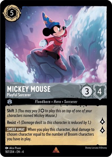Mickey Mouse - Playful Sorcerer 187/204 - Rare - Cold Foil-Kantocards