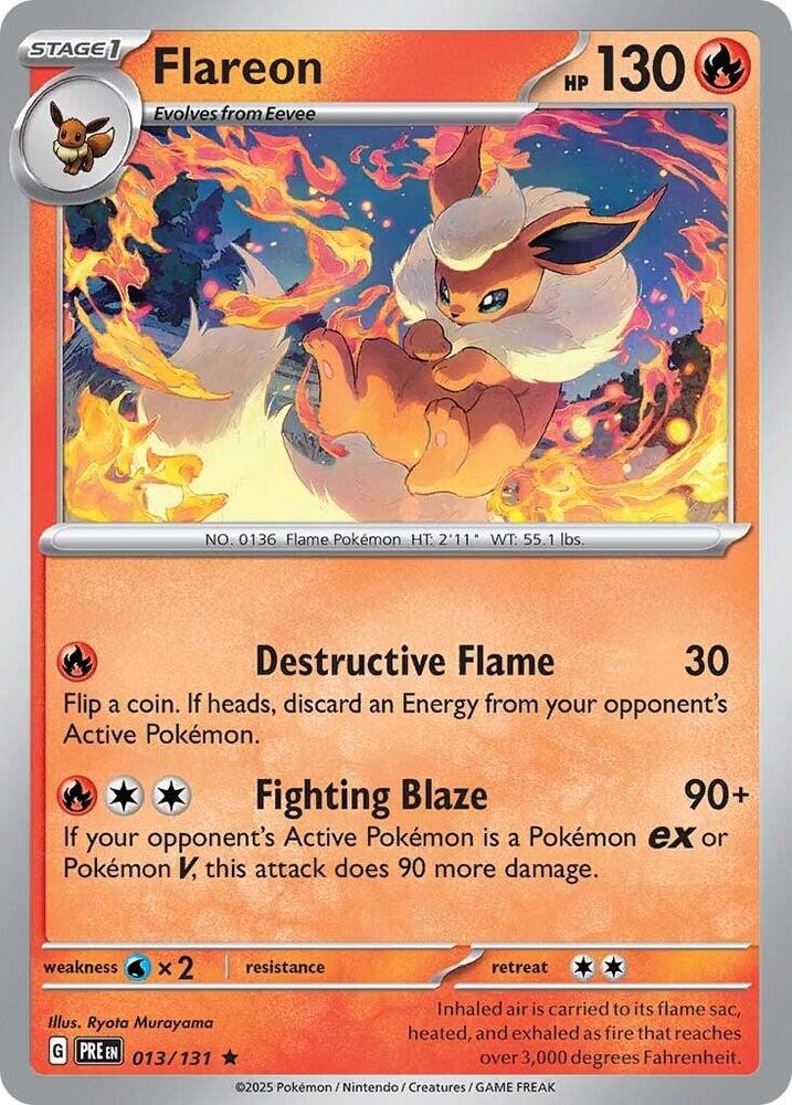 Flareon 013/131 - Rare - Reverse Holo-Kantocards