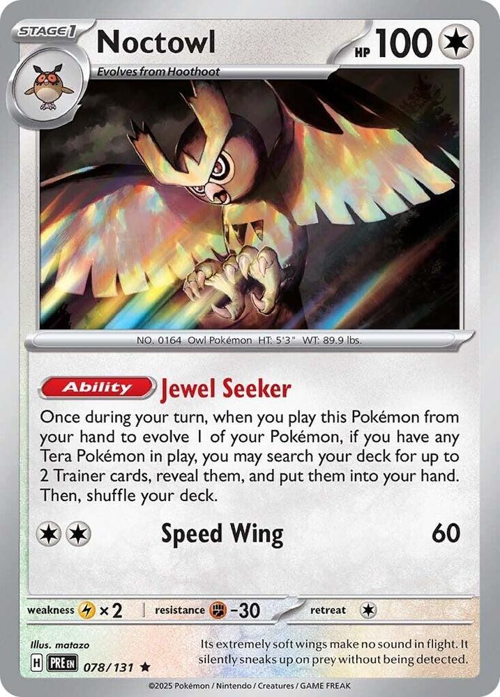 Noctowl 078/131 - Rare - Reverse Holo-Kantocards