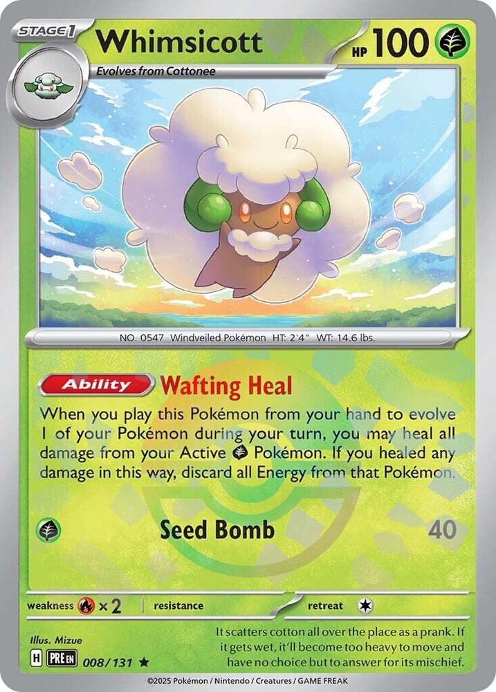 Whimsicott 008/131 - Rare - Holo (Poke Ball Pattern)-Kantocards
