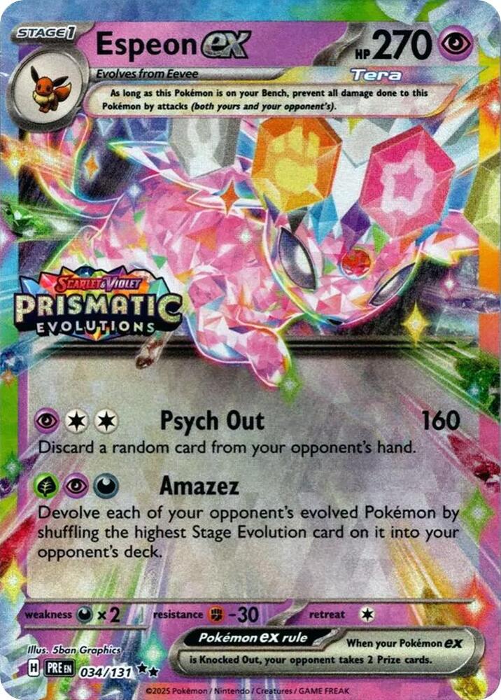 Espeon ex 034/131 - (Prismatic Evolutions Stamp)-Kantocards