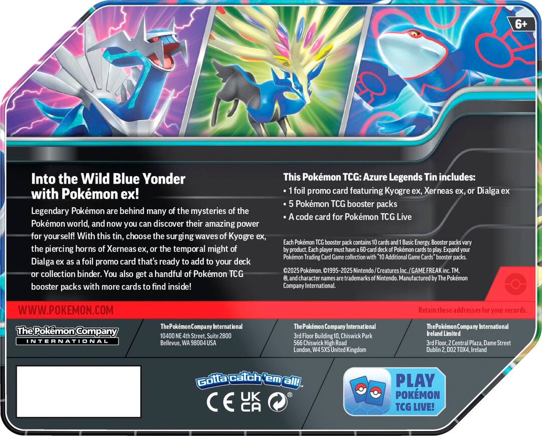 Azure Legends Tin - Dialga ex / Xerneas ex / Kyogre ex (TRIO)-Kantocards