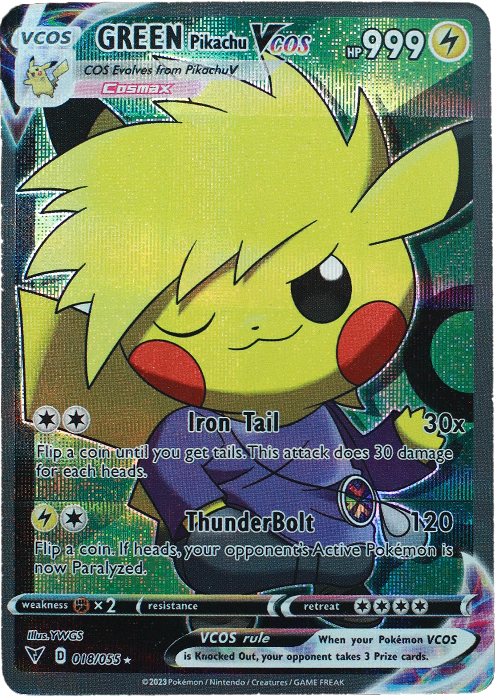 Pikachu Green (Carta custom no original)-Kantocards