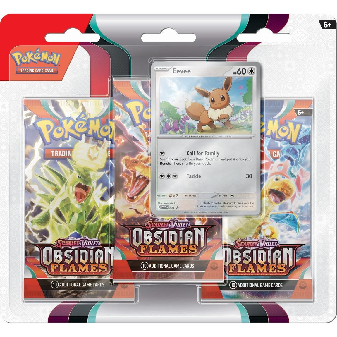 S&V: Obsidian Flames -PAR - Blister 3 Pack - Eevee & Houndstone - (INGLÉS)-Kantocards