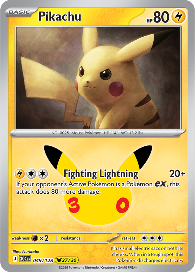 Pikachu 049/128 - 27/30 Pikachu Rare