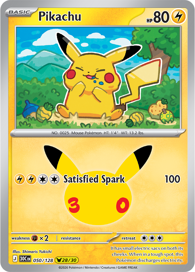 Pikachu 050/128 - 28/30 Pikachu Rare