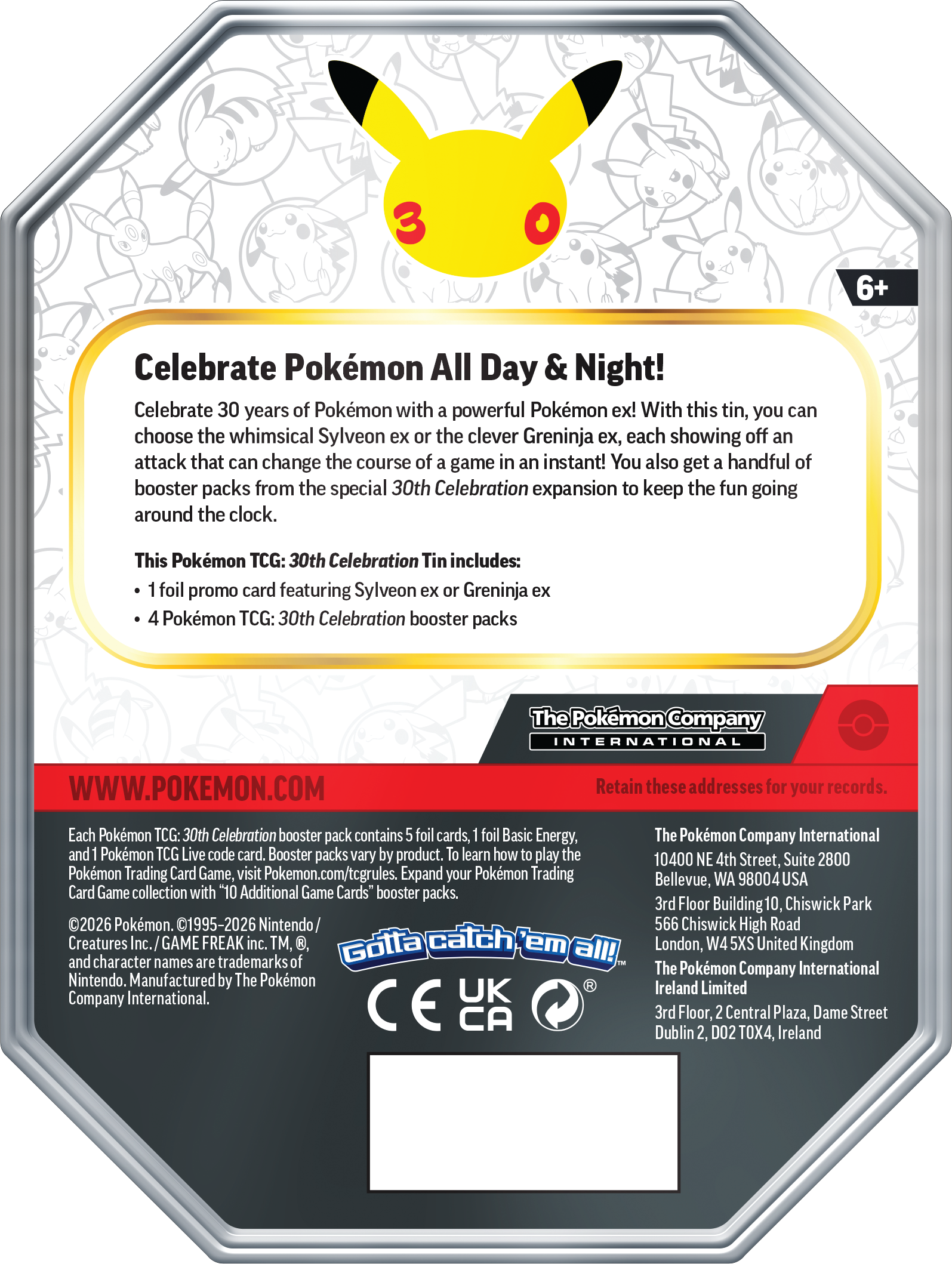 30th Celebration - Sylveon ex & Greninja ex Tin (PREVENTA PRÓXIMAMENTE)