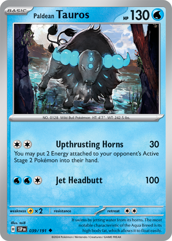 Paldean Tauros 039/191 - Uncommon - Reverse Holo-Kantocards