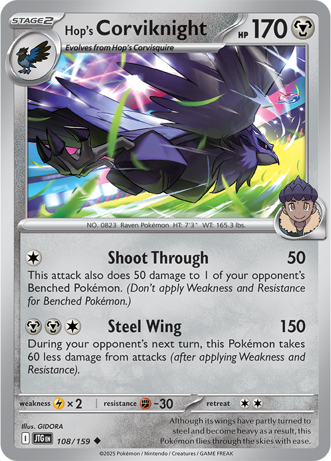Hop's Corviknight 108/159 - Uncommon - Reverse Holo-Kantocards