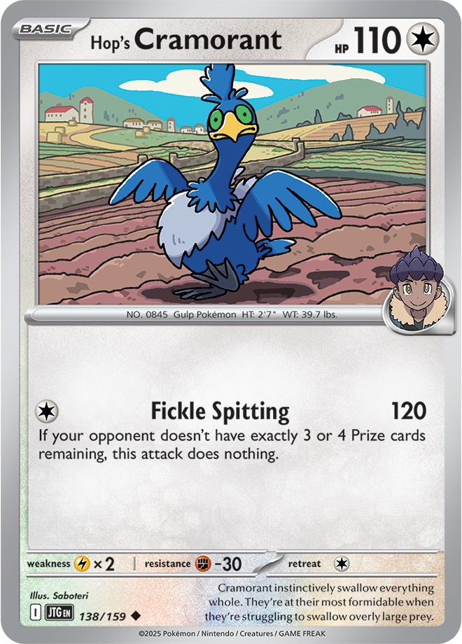 Hop's Cramorant 138/159 - Uncommon - Reverse Holo-Kantocards