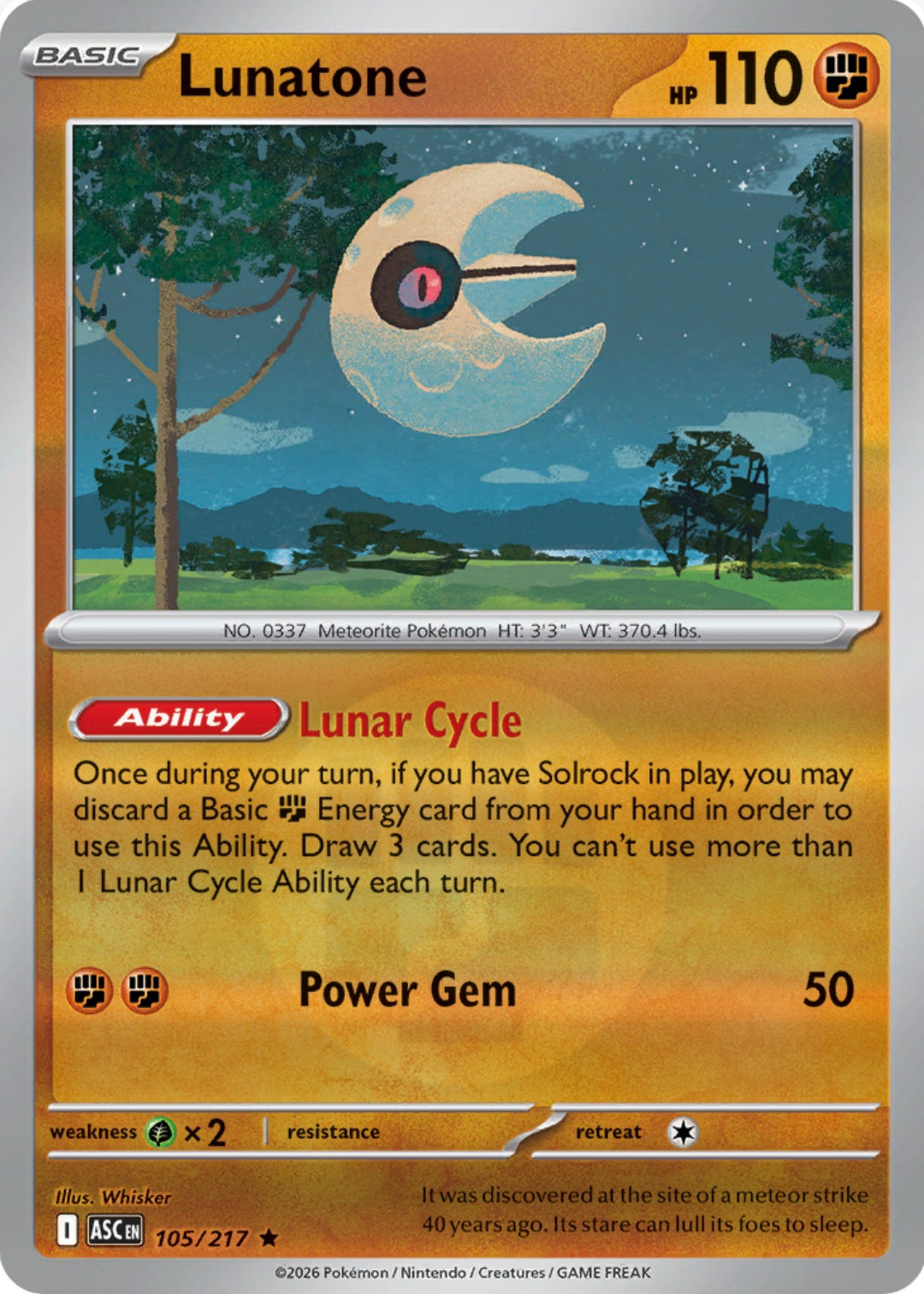 Lunatone 105/217 - Rare - Reverse Holo