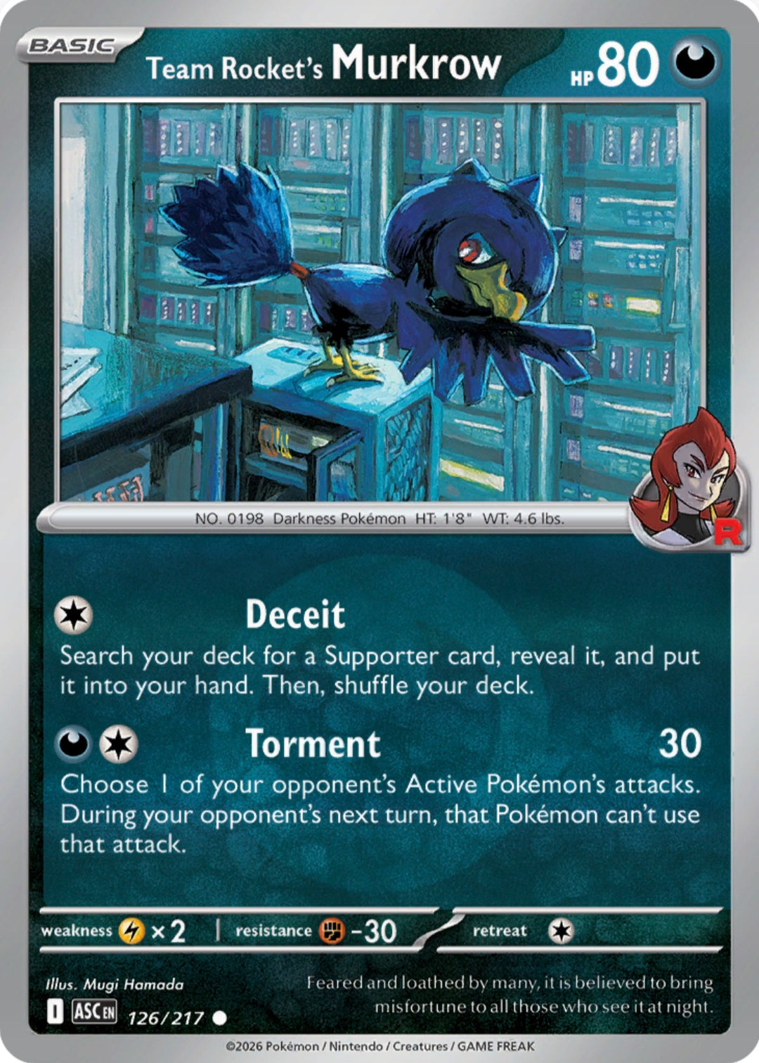 Team Rocket's Murkrow 126/217 - Common - Reverse Holo