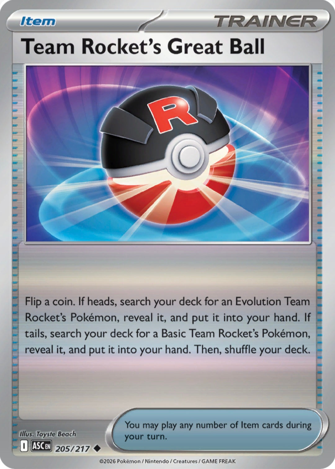Team Rocket's Great Ball 205/217 - Uncommon - Reverse Holo