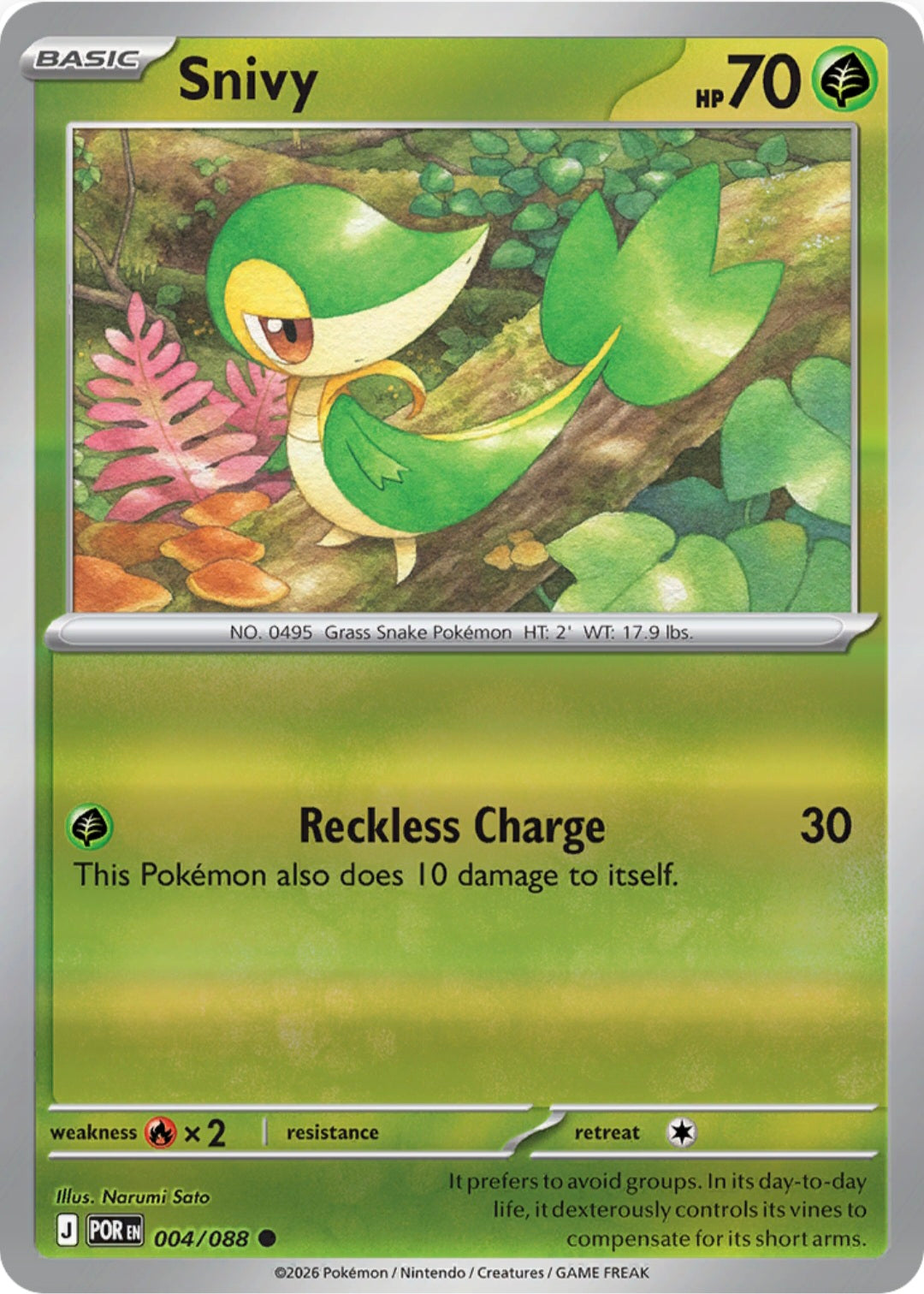 Snivy 004/088 - Common - Reverse Holo