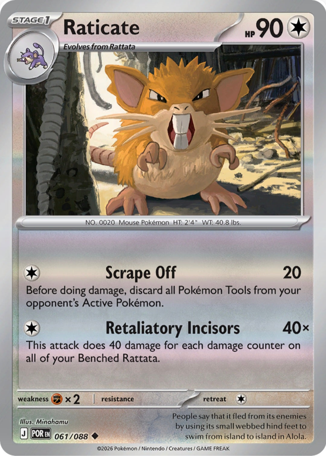 Raticate 061/088 - Uncommon - Reverse Holo