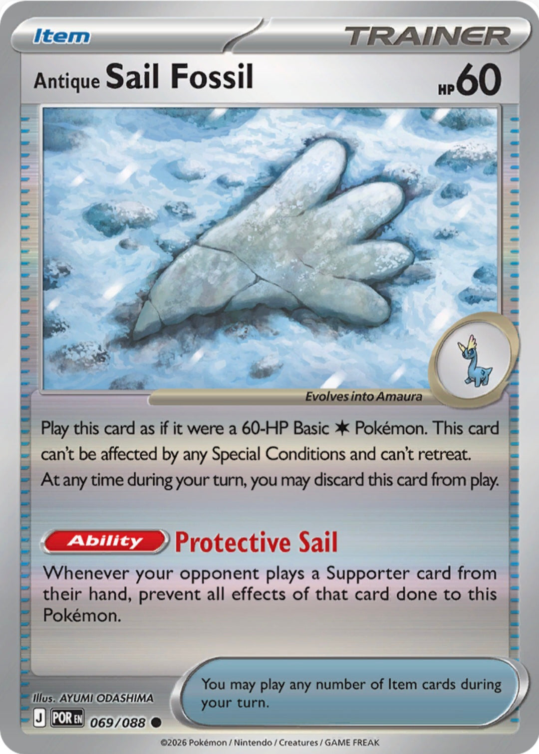 Antique Sail Fossil 069/088 - Common - Reverse Holo