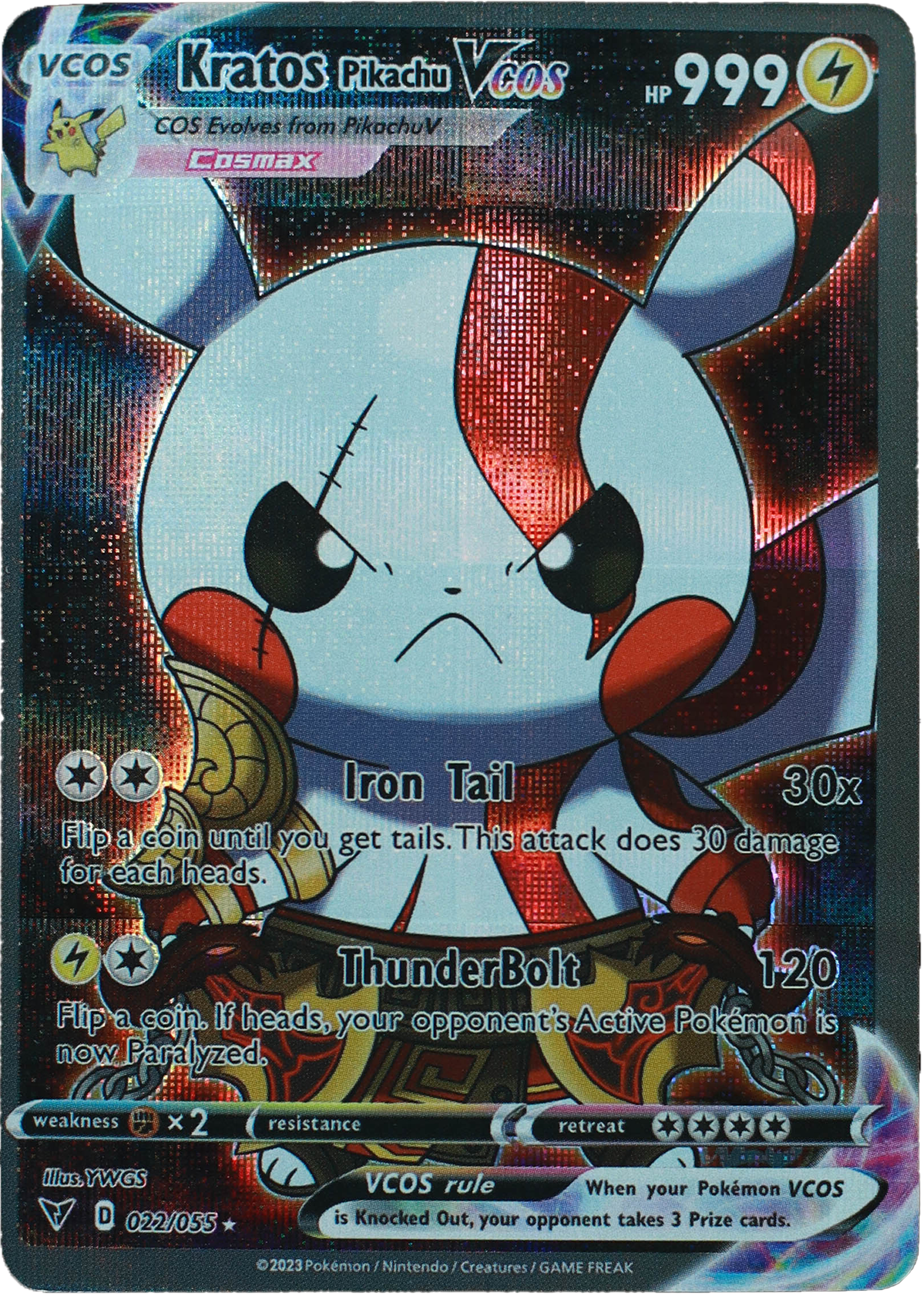 Pikachu Kratos (Carta custom no original)-Kantocards
