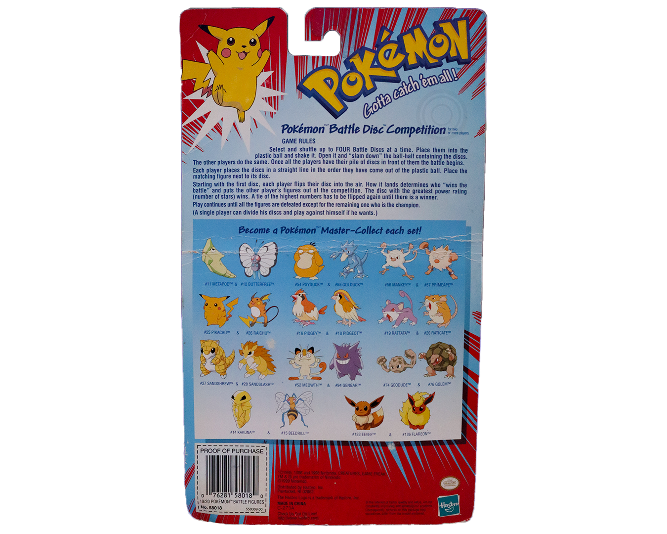 Battle Fifures Pokémon #20Raticate #19Rattata Hasbro 1998-Kantocards