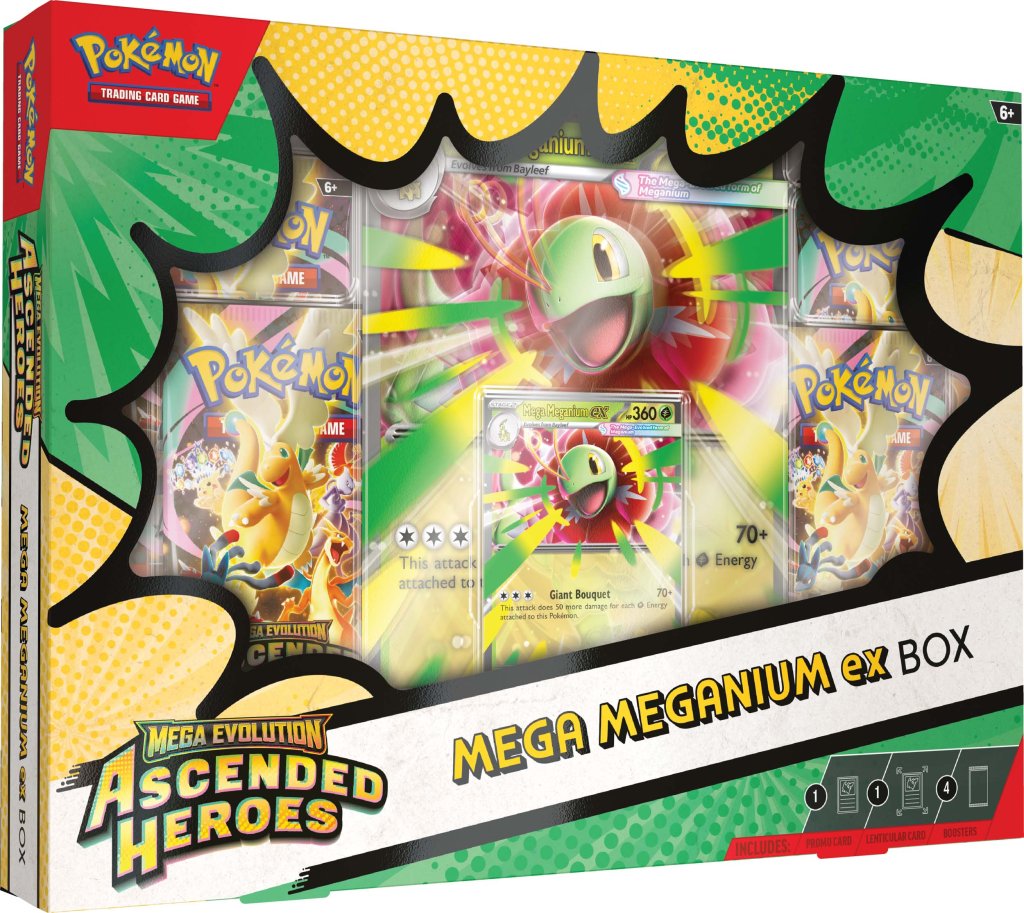 Ascended Heroes (ESPAÑOL) Mega Meganium ex Box - Mega Emboar ex Box - Mega Feraligatr ex Box (Trio) (PREVENTA)