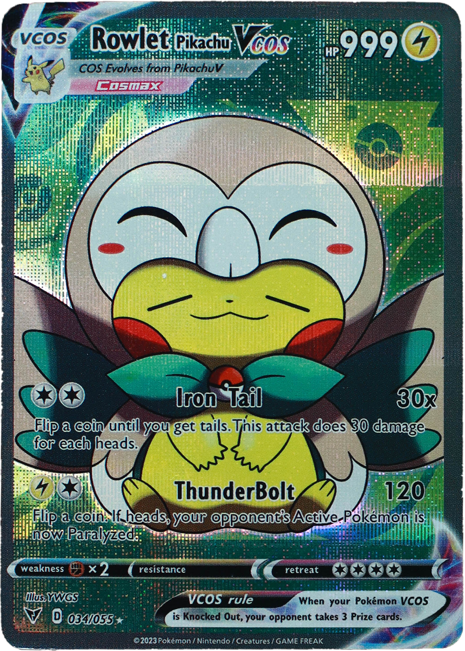 Pikachu Rowlet (Carta custom no original)-Kantocards