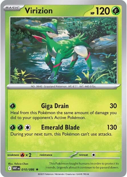 Virizion 010/086 - Rare - Reverse Holo-Kantocards