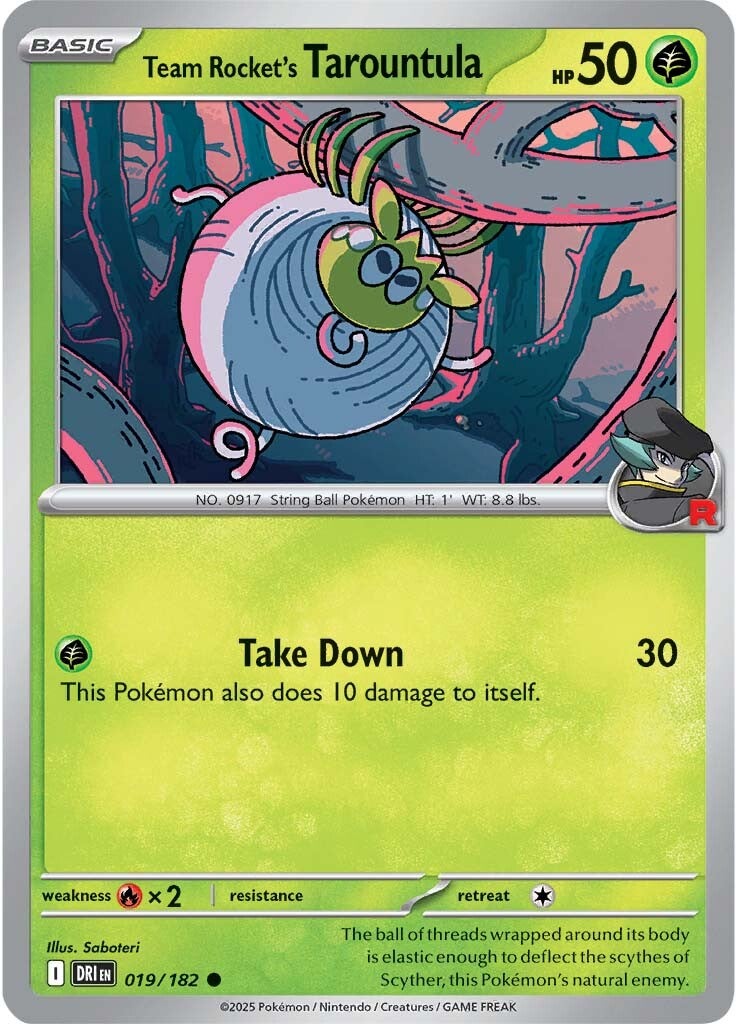 Team Rocket's Tarountula 019/182 - Common - Reverse Holo-Kantocards