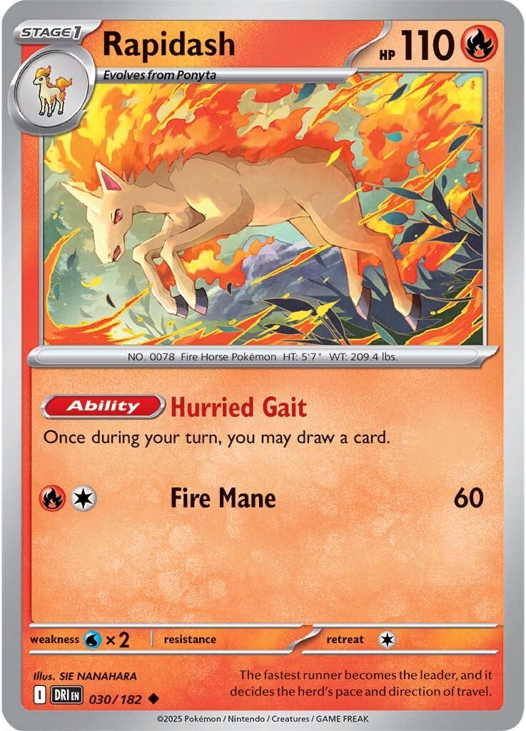 Rapidash 030/182 - Uncommon - Reverse Holo-Kantocards