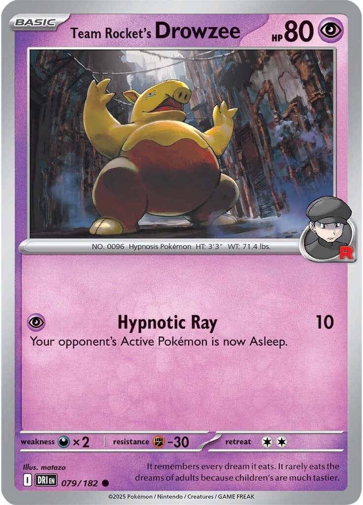 Team Rocket's Drowzee 079/182 - Common - Reverse Holo-Kantocards