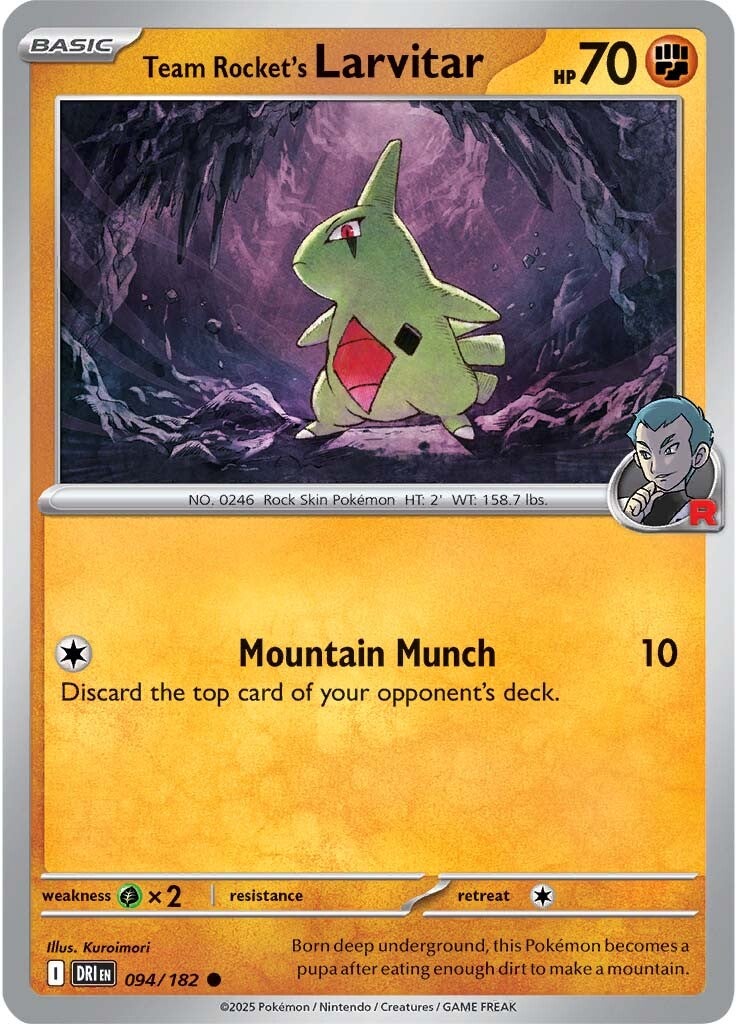 Team Rocket's Larvitar 094/182 - Common - Reverse Holo-Kantocards