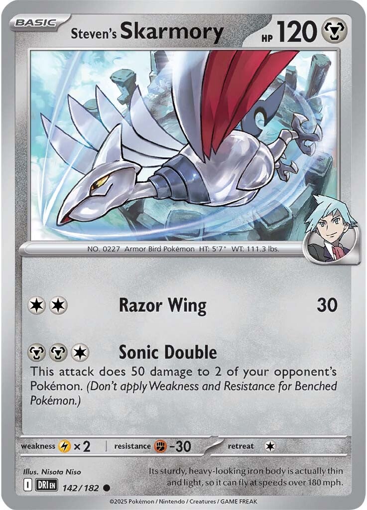 Steven's Skarmory 142/182 - Common - Reverse Holo-Kantocards