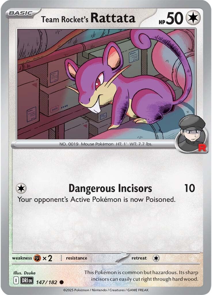 Team Rocket's Rattata 147/182 - Common - Reverse Holo-Kantocards